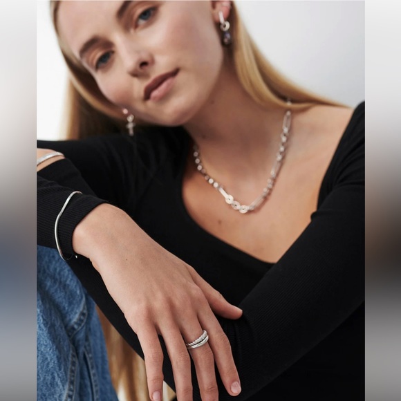 New! NIB Missoma London Radial Ring Twist Stacking Sterling size 6.75 6 3/4 - Picture 2 of 6